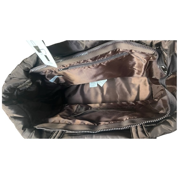 CeeKlein Brown Large Quilted Puffer Tote and Crossbody Bag with Strap Nylon New - Picture 5 of 16